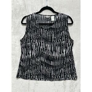 Laura Ashley Sleeveless‎ Top Womens L Black White Vertical Stripe Career Casual